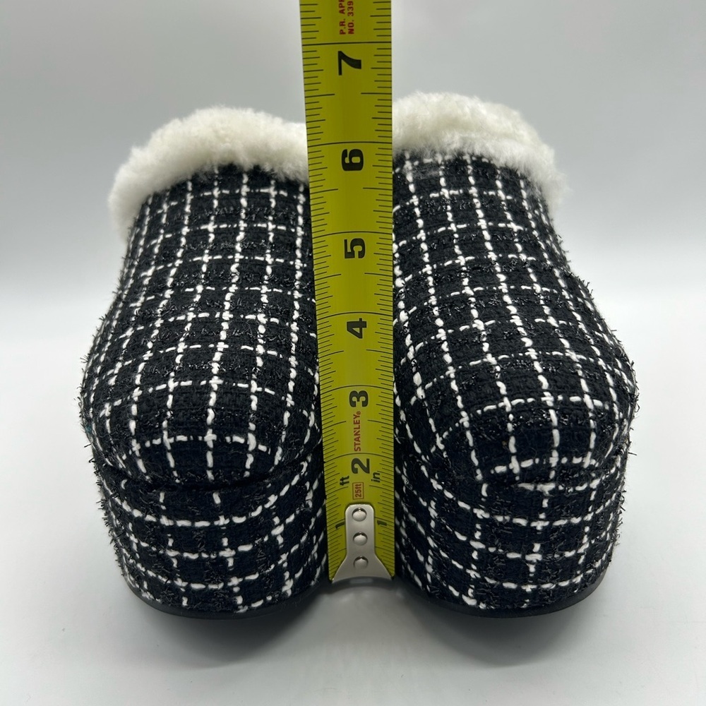 Larroudé Miso Clog Tweed Black Platform Shearling Lined Heels Size 9.5 NWB - Picture 7 of 14